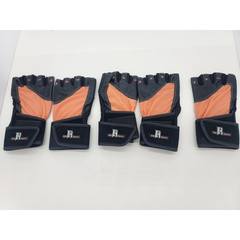RIM Sports Weightlifting Weight Lifting Fingerless Gloves Black & Peach Size XL